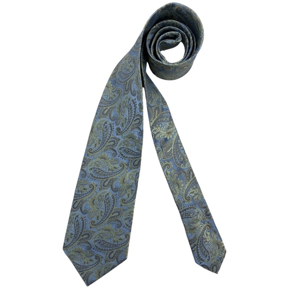 CORNALI Blue/Green Paisley Silk LUXURY Tie ITALY - Picture 1 of 4